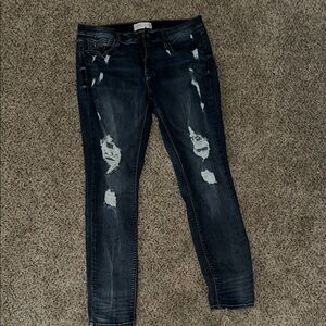 Women's Distressed Blue Jeans